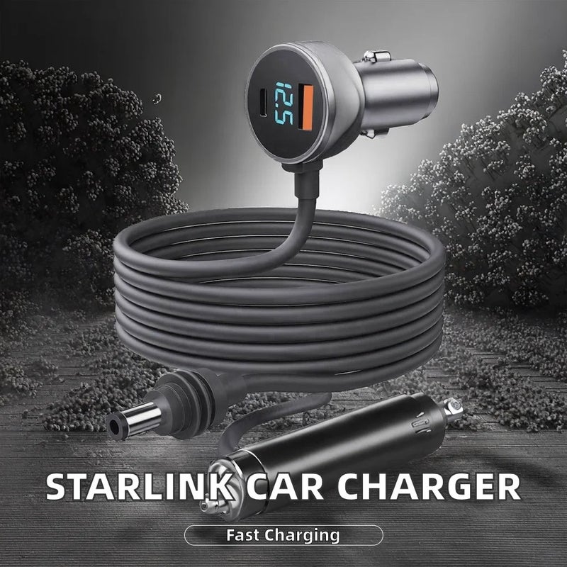 Bluejw شاحن سيارة ستارلينك ميني: محول طاقة DC 12V-48V مع شاشة رقمية، 35W منافذ USB-C و USB-A، متوافق مع هوائي الجيل الرابع، شاحن سيارة ولاعة السجائر - Image 3